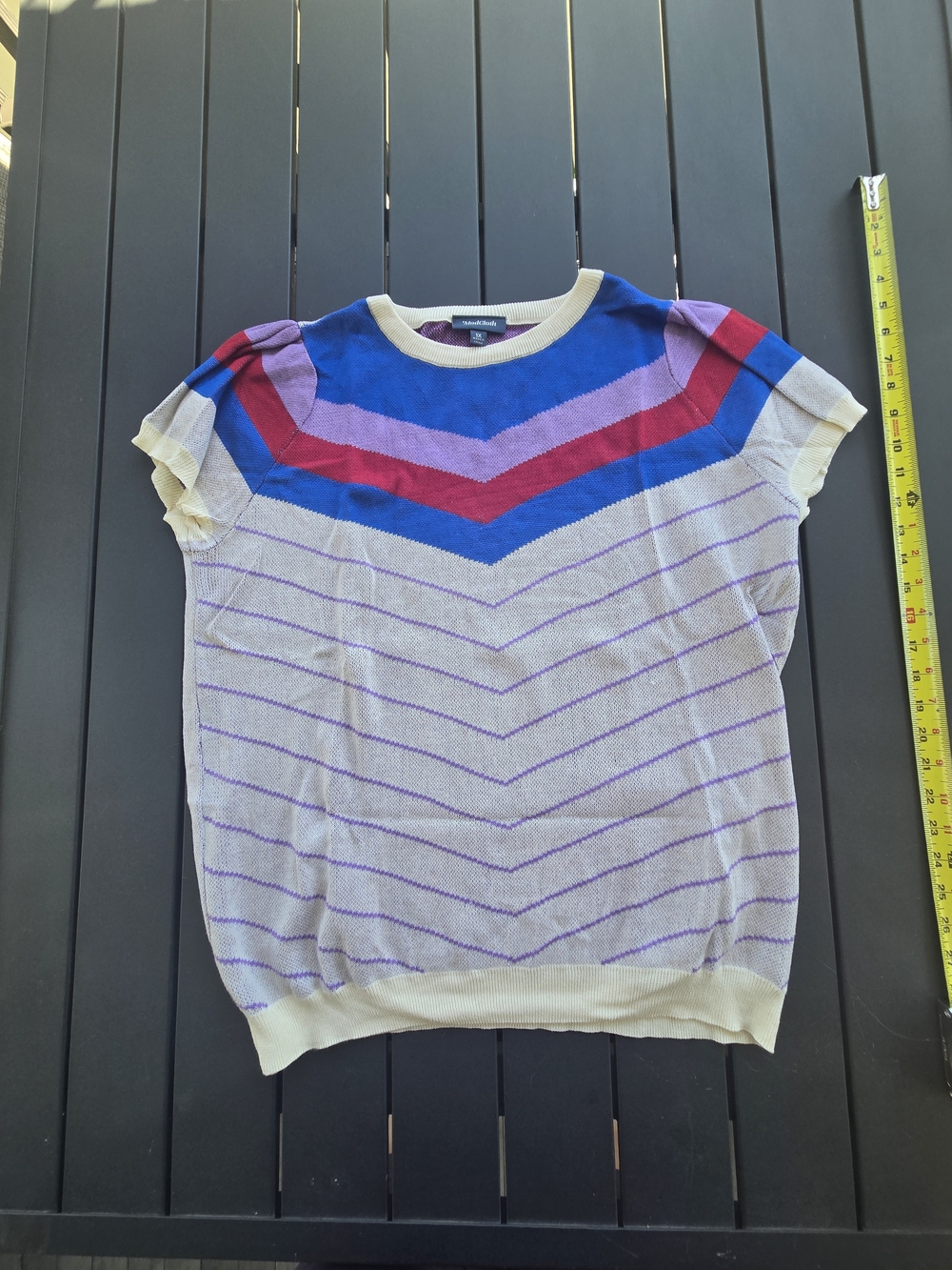 Modcloth Sleeveless Knit Striped Sweater, Cap Sleeves Sz 1x